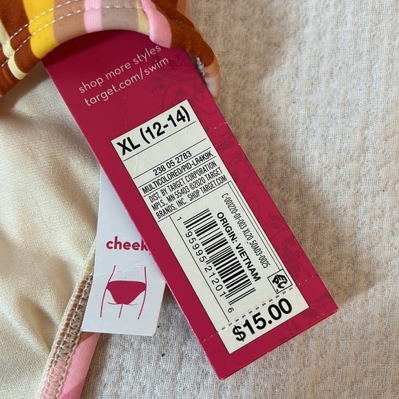 Xhilaration Vertical Stripes Bikini Set Scoop‎ Neck Bralette Cheeky Bottom XL - Picture 9 of 16